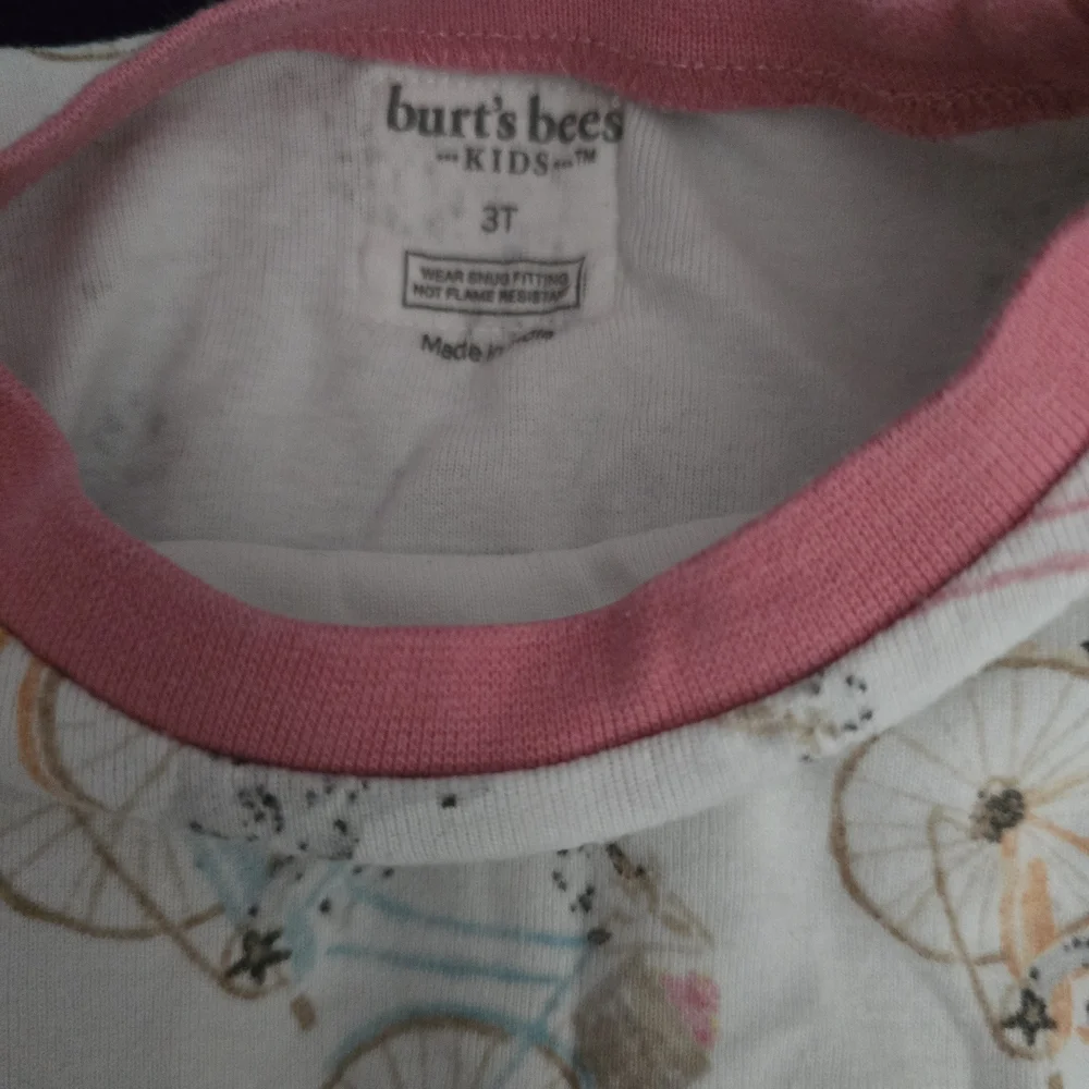 Burt's Bees White Dalmatian & Bicycle Pajama Set with Pink Accents